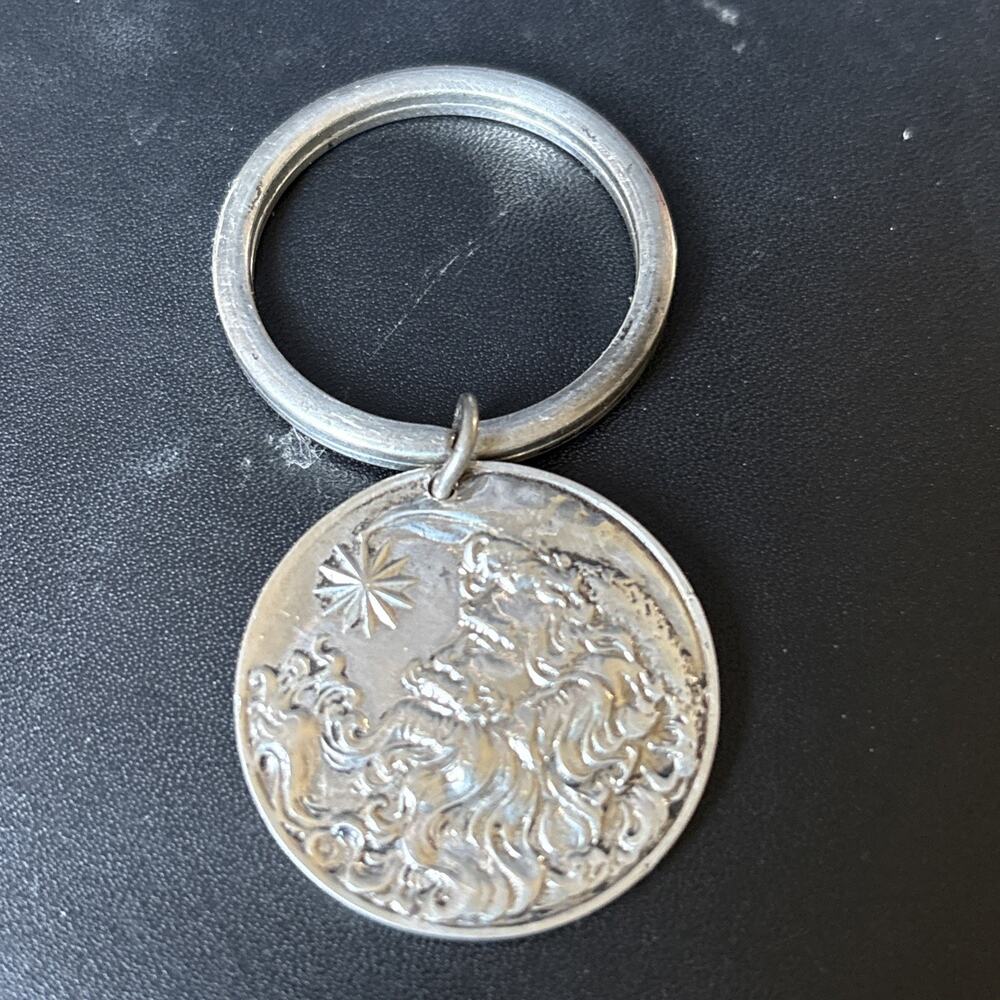 Tiffany 1999 Sterling Silver Santa Claus Ornament Key Ring fob pendant